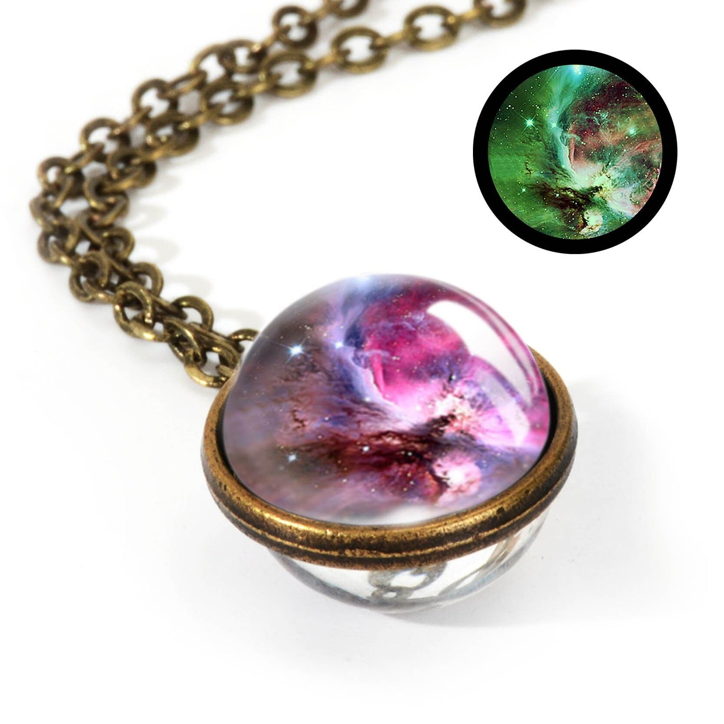 Nebula Galaxy Double Sided Pendant Necklace