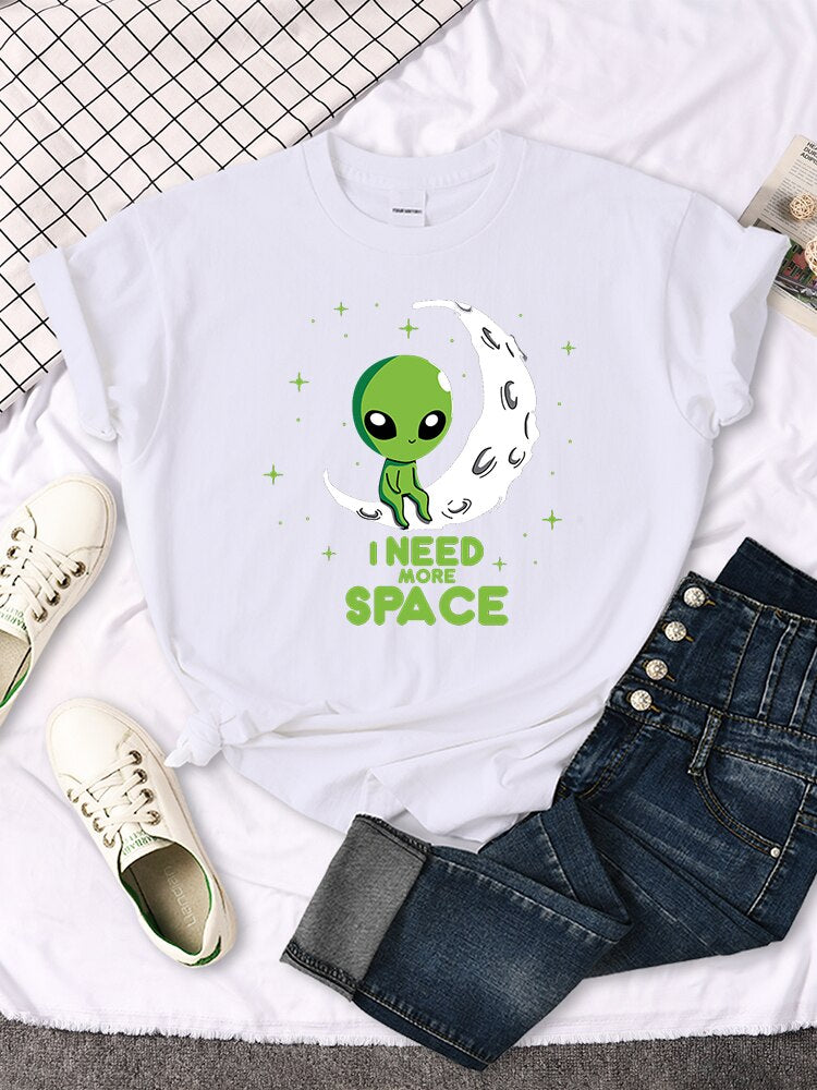 I Need More Space Green Alien Female T Shirts