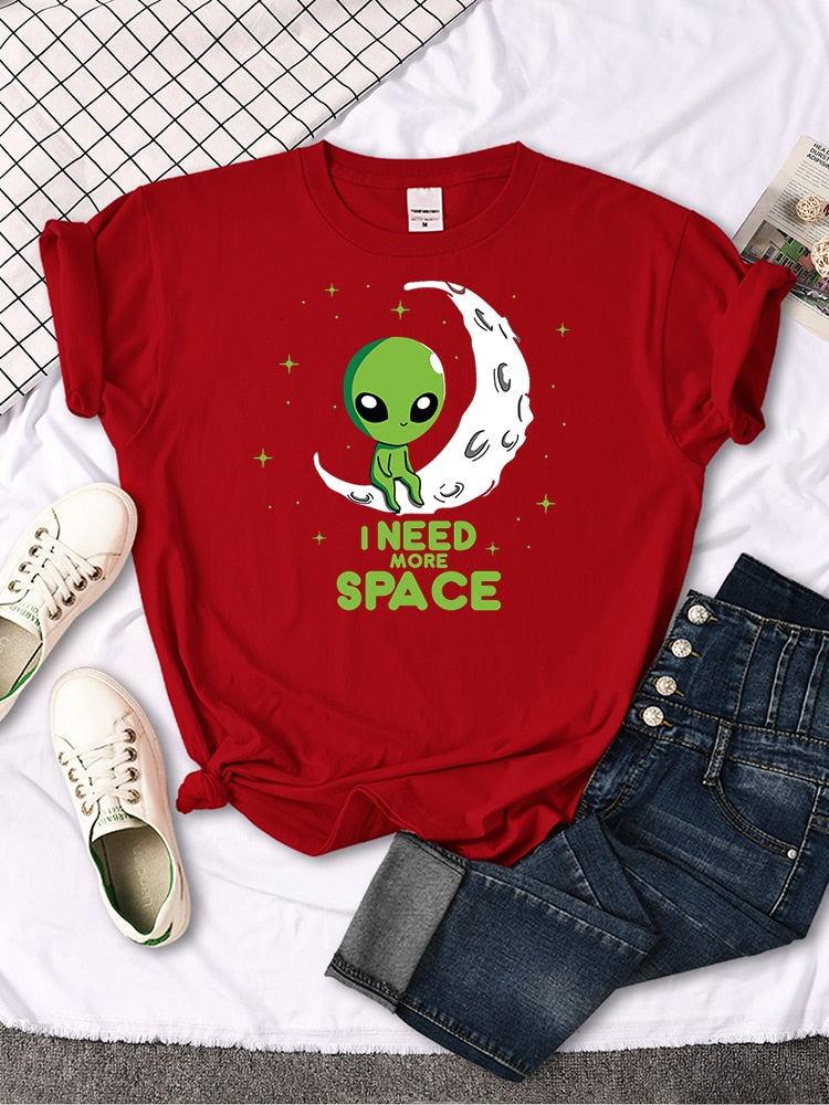 I Need More Space Green Alien Female T Shirts