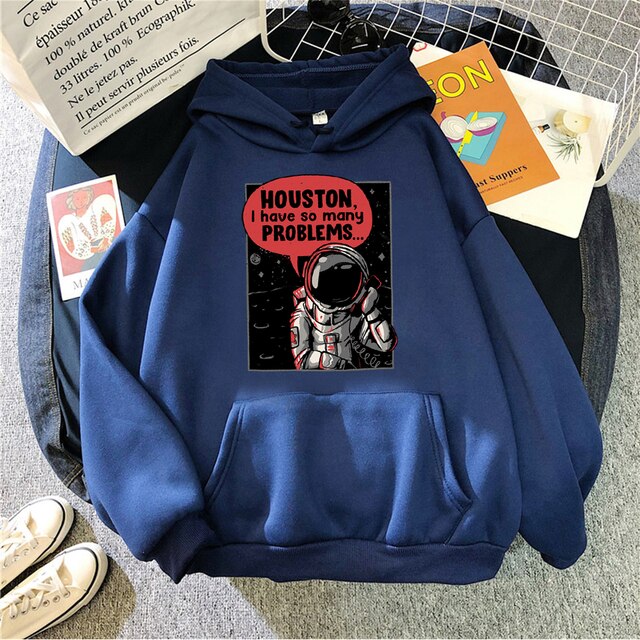 Call From Space Astronaut Fashion Print Men Hoodies Casual Harajuku Hoody Autumn O-Neck Streetwear Fleece Warm Loose Pullovers