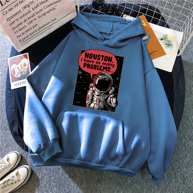 Call From Space Astronaut Fashion Print Men Hoodies Casual Harajuku Hoody Autumn O-Neck Streetwear Fleece Warm Loose Pullovers