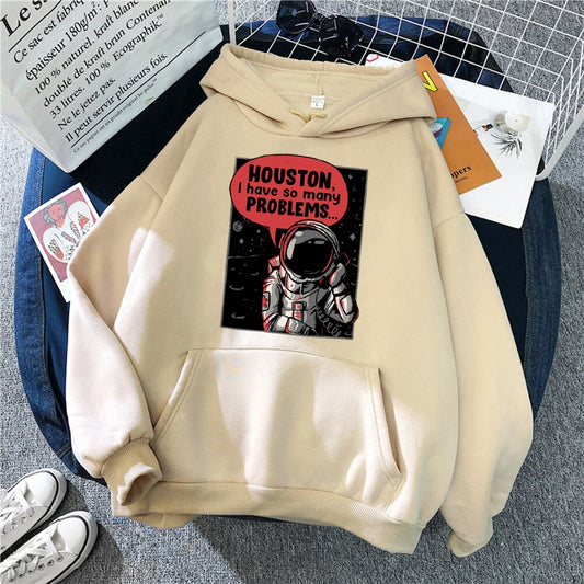 Call From Space Astronaut Fashion Print Men Hoodies Casual Harajuku Hoody Autumn O-Neck Streetwear Fleece Warm Loose Pullovers